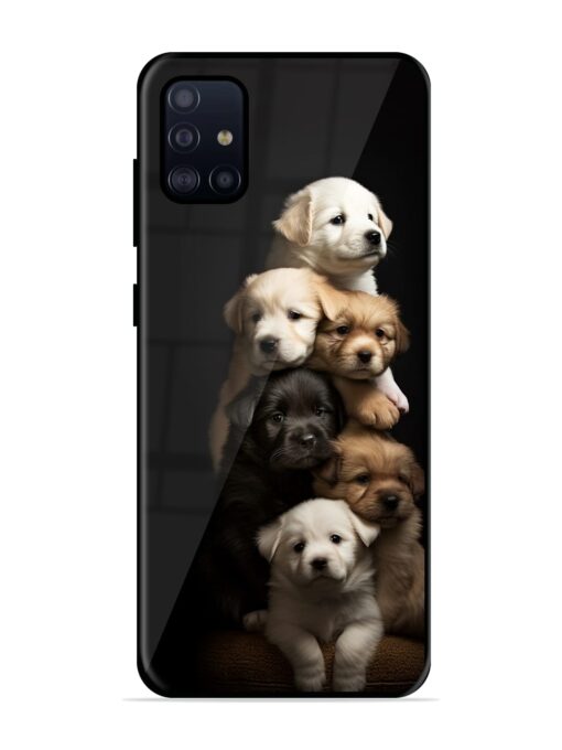 Cute Baby Dogs Glossy Metal Phone Cover for Samsung Galaxy A51