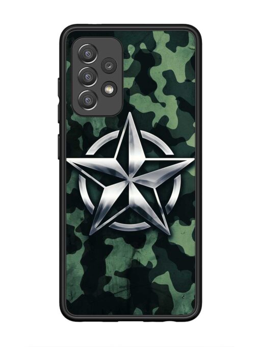 Indian Army Star Design Glossy Metal Phone Cover for Samsung Galaxy A52 (5G)