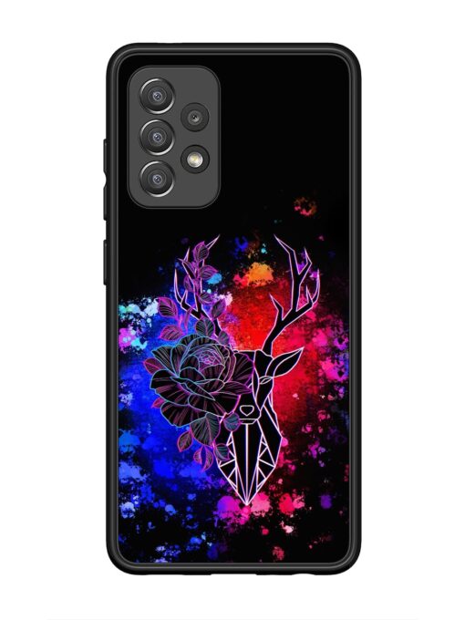 Floral Deer Art Glossy Metal Phone Cover for Samsung Galaxy A52 (5G)