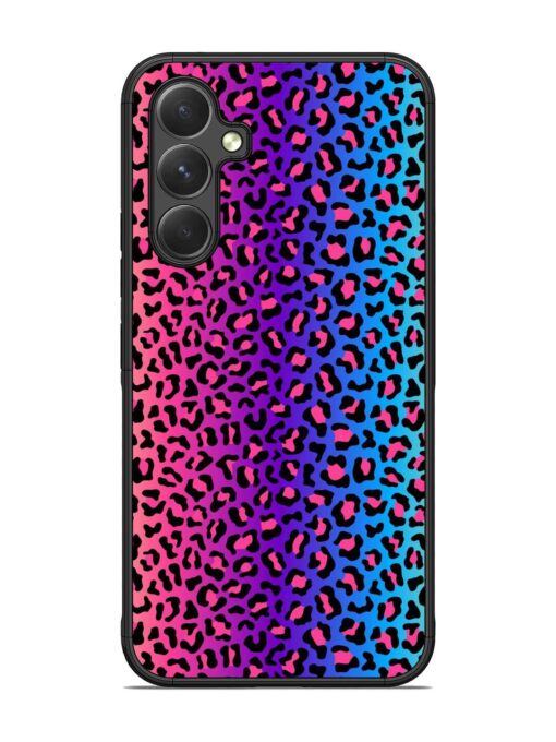 Colorful Leopard Seamless Glossy Metal Phone Cover for Samsung Galaxy A54 (5G)