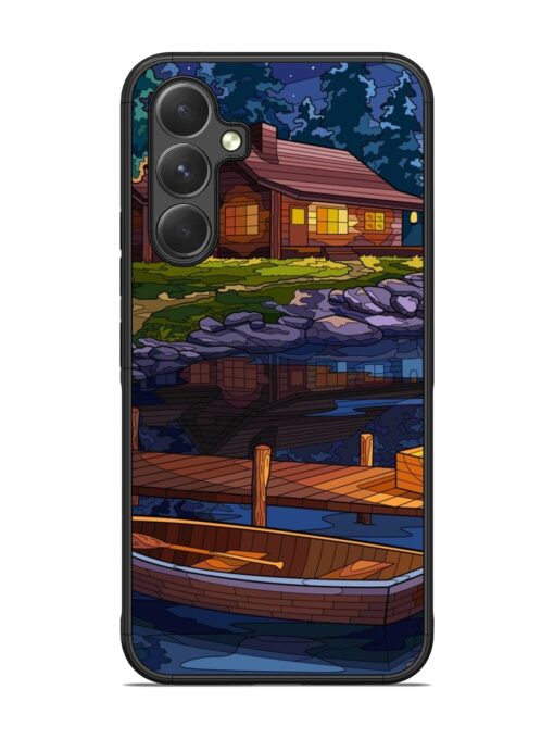 Village Night Scene Glossy Metal Phone Cover for Samsung Galaxy A54 (5G) Zapvi