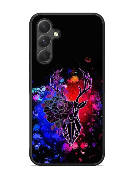 Floral Deer Art Glossy Metal Phone Cover for Samsung Galaxy A54 (5G) Zapvi