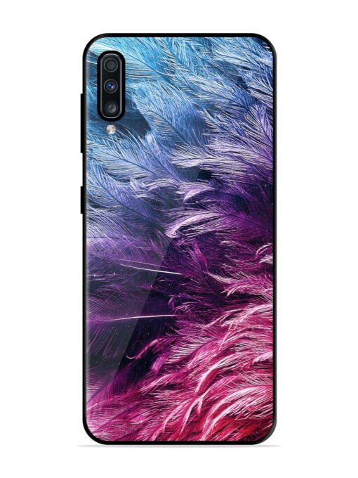 Light Grey Feather Background Glossy Metal Phone Cover for Samsung Galaxy A70 Zapvi