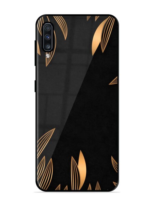 Golden Leaf Pattern Glossy Metal Phone Cover for Samsung Galaxy A70 Zapvi