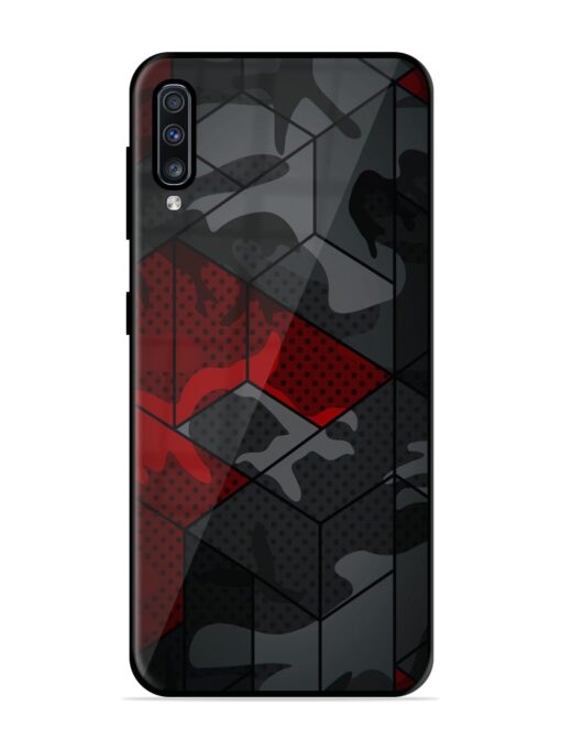 Red And Grey Pattern Glossy Metal Phone Cover for Samsung Galaxy A70 Zapvi