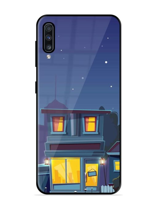 Vector Night House Glossy Metal Phone Cover for Samsung Galaxy A70 Zapvi