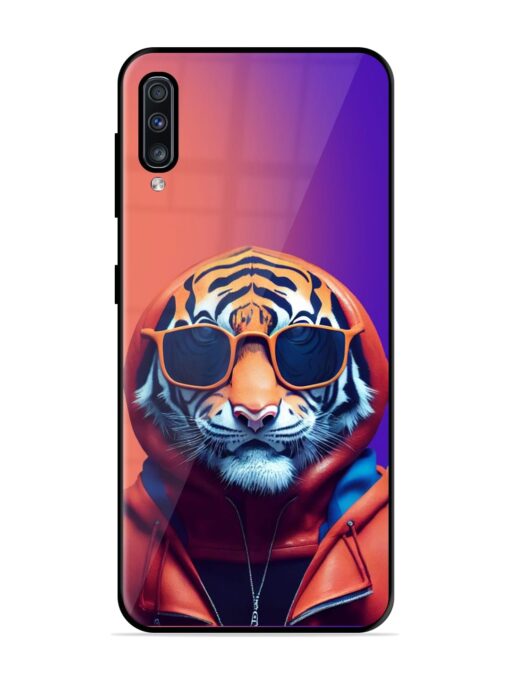 Tiger Animation Glossy Metal Phone Cover for Samsung Galaxy A70S Zapvi