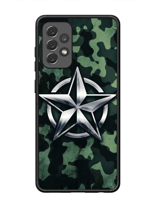 Indian Army Star Design Glossy Metal Phone Cover for Samsung Galaxy A72