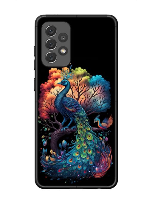 Peacock Tree Art Glossy Metal Phone Cover for Samsung Galaxy A72 Zapvi