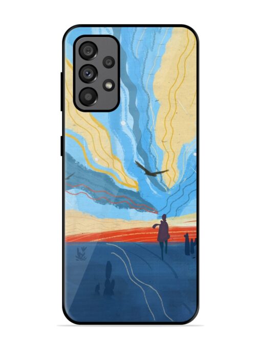 Minimal Abstract Landscape Glossy Metal Phone Cover for Samsung Galaxy A73 (5G) Zapvi