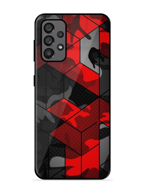 Royal Red Camouflage Pattern Glossy Metal Phone Cover for Samsung Galaxy A73 (5G) Zapvi