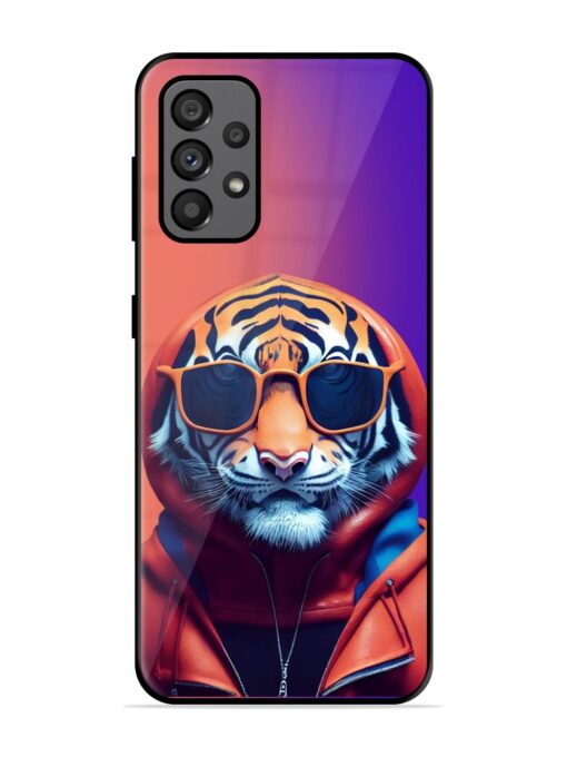 Tiger Animation Glossy Metal Phone Cover for Samsung Galaxy A73 (5G)