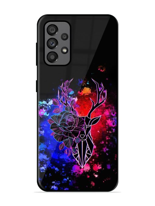 Floral Deer Art Glossy Metal Phone Cover for Samsung Galaxy A73 (5G)