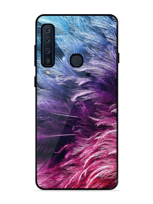 Light Grey Feather Background Glossy Metal Phone Cover for Samsung Galaxy A9 (2018) Zapvi