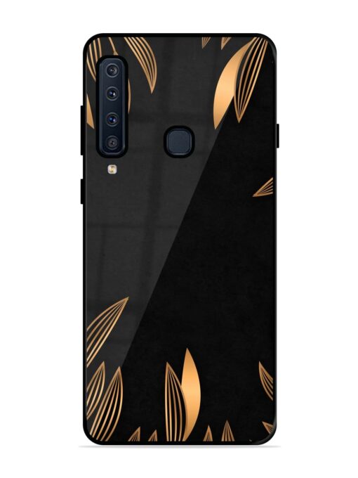 Golden Leaf Pattern Glossy Metal Phone Cover for Samsung Galaxy A9 (2018)