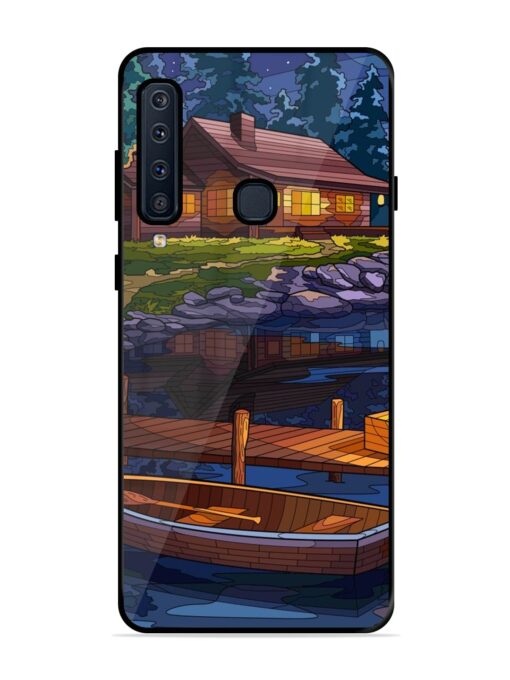 Village Night Scene Glossy Metal Phone Cover for Samsung Galaxy A9 (2018) Zapvi