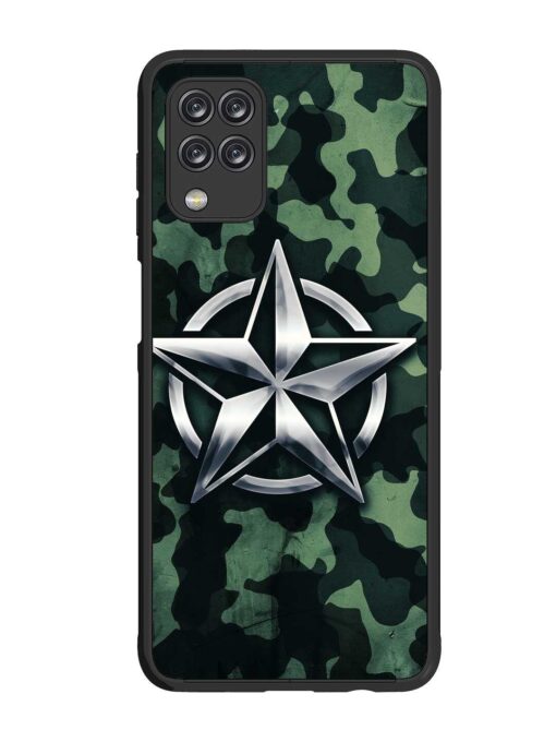 Indian Army Star Design Glossy Metal Phone Cover for Samsung Galaxy F12 Zapvi