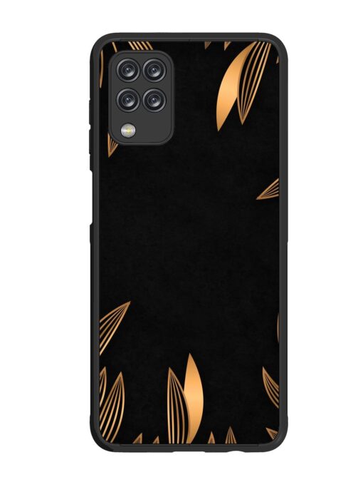 Golden Leaf Pattern Glossy Metal Phone Cover for Samsung Galaxy F12 Zapvi