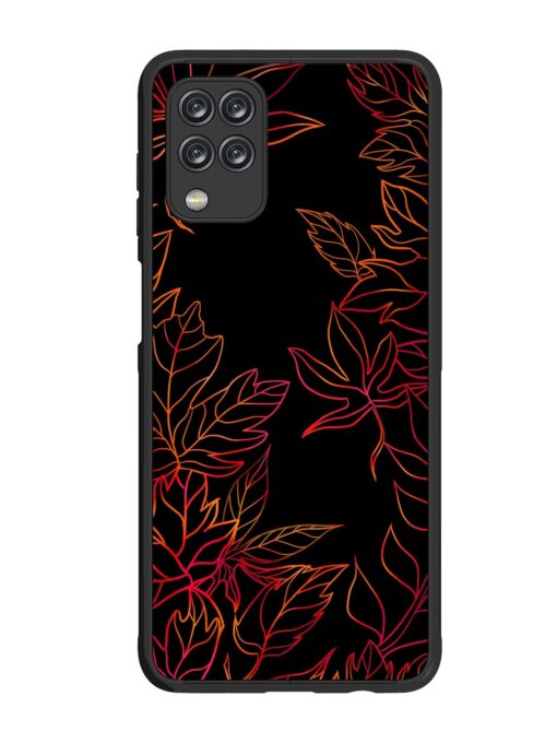 Red Floral Pattern Glossy Metal Phone Cover for Samsung Galaxy F12 Zapvi