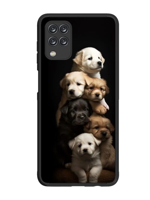 Cute Baby Dogs Glossy Metal Phone Cover for Samsung Galaxy F12