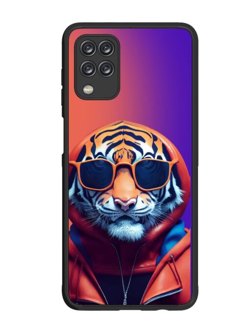 Tiger Animation Glossy Metal Phone Cover for Samsung Galaxy F12