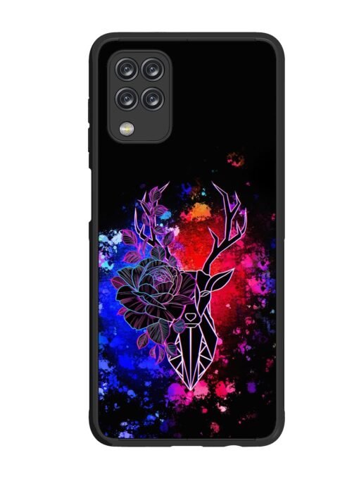 Floral Deer Art Glossy Metal Phone Cover for Samsung Galaxy F12