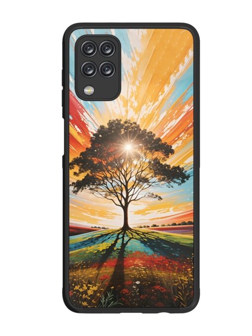 Abstract Tree Colorful Art Glossy Metal Phone Cover for Samsung Galaxy F12