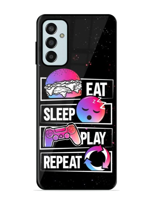 Eat Sleep Play Repeat Glossy Metal Phone Cover for Samsung Galaxy F13