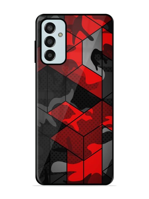 Royal Red Camouflage Pattern Glossy Metal Phone Cover for Samsung Galaxy F13 Zapvi