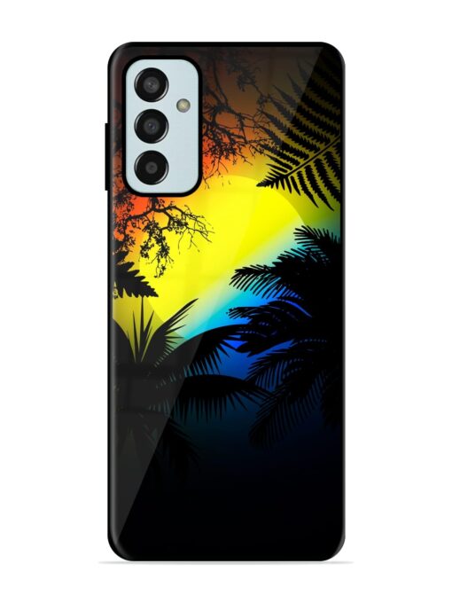 Colorful Sunset With Palm Trees Glossy Metal Phone Cover for Samsung Galaxy F13