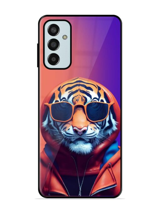 Tiger Animation Glossy Metal Phone Cover for Samsung Galaxy F13 Zapvi