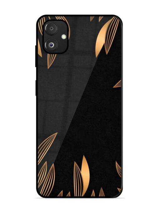 Golden Leaf Pattern Glossy Metal Phone Cover for Samsung Galaxy F14 (5G) Zapvi