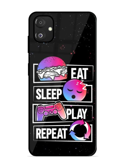 Eat Sleep Play Repeat Glossy Metal Phone Cover for Samsung Galaxy F14 (5G)