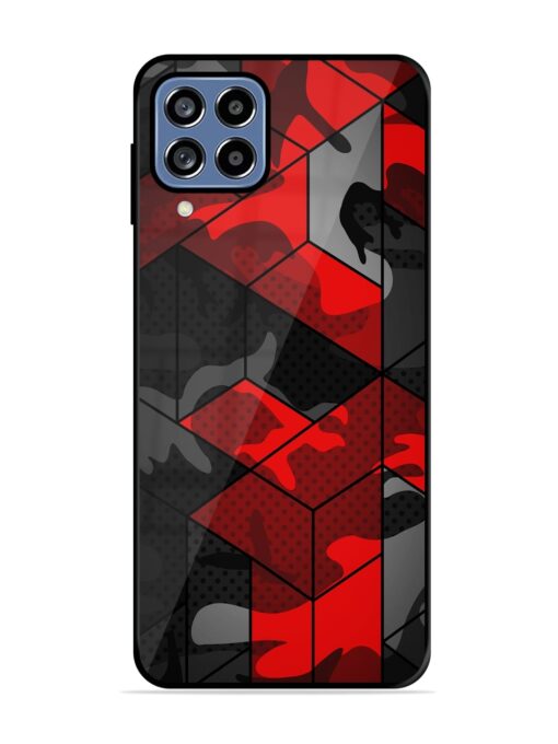 Royal Red Camouflage Pattern Glossy Metal Phone Cover for Samsung Galaxy F22