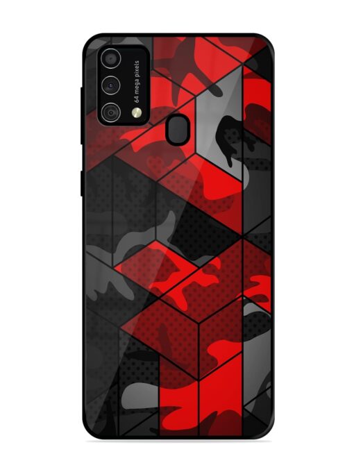 Royal Red Camouflage Pattern Glossy Metal Phone Cover for Samsung Galaxy F41