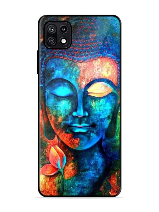 Buddha Painting Glossy Metal Phone Cover for Samsung Galaxy F42 (5G)