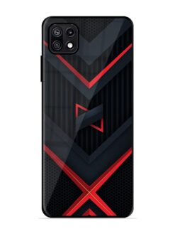 Red Gray Abstract Glossy Metal Phone Cover for Samsung Galaxy F42 (5G)