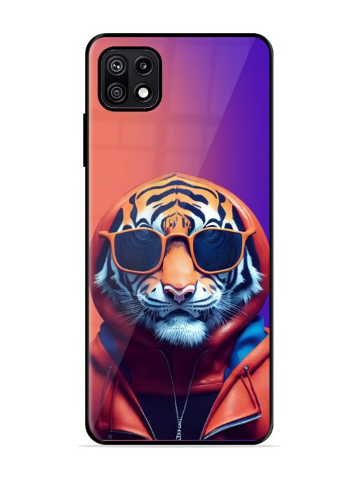 Tiger Animation Glossy Metal Phone Cover for Samsung Galaxy F42 (5G)