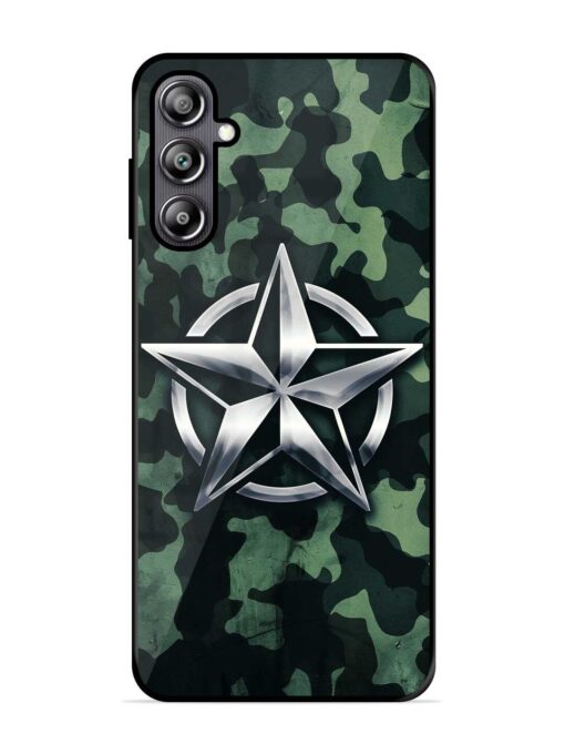 Indian Army Star Design Glossy Metal Phone Cover for Samsung Galaxy F54 (5G)