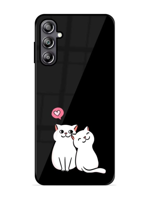 Cat Love Glossy Metal Phone Cover for Samsung Galaxy F54 (5G) Zapvi