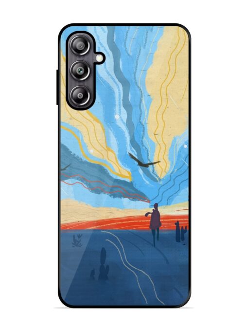 Minimal Abstract Landscape Glossy Metal Phone Cover for Samsung Galaxy F54 (5G) Zapvi