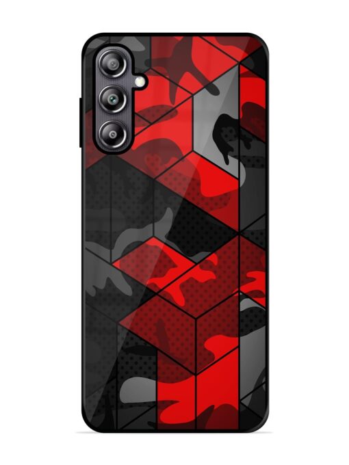 Royal Red Camouflage Pattern Glossy Metal Phone Cover for Samsung Galaxy F54 (5G) Zapvi