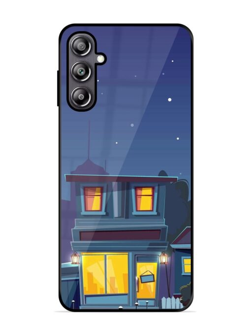 Vector Night House Glossy Metal Phone Cover for Samsung Galaxy F54 (5G) Zapvi