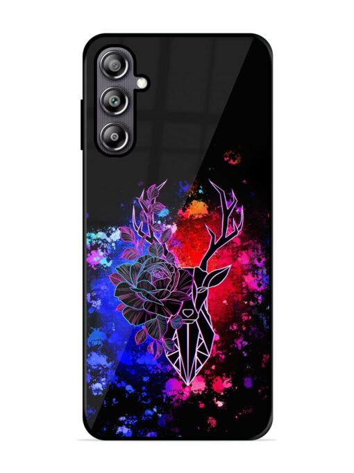 Floral Deer Art Glossy Metal Phone Cover for Samsung Galaxy F54 (5G) Zapvi