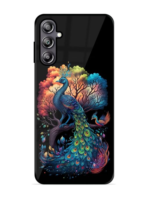 Peacock Tree Art Glossy Metal Phone Cover for Samsung Galaxy F54 (5G) Zapvi