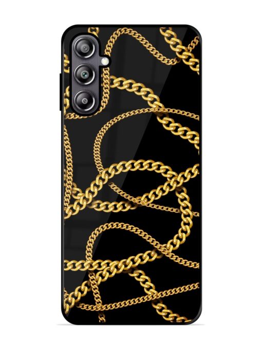 Decorative Golde Chain Glossy Metal Phone Cover for Samsung Galaxy F54 (5G) Zapvi