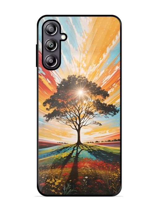 Abstract Tree Colorful Art Glossy Metal Phone Cover for Samsung Galaxy F54 (5G) Zapvi