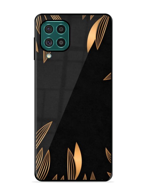 Golden Leaf Pattern Glossy Metal Phone Cover for Samsung Galaxy F62 Zapvi