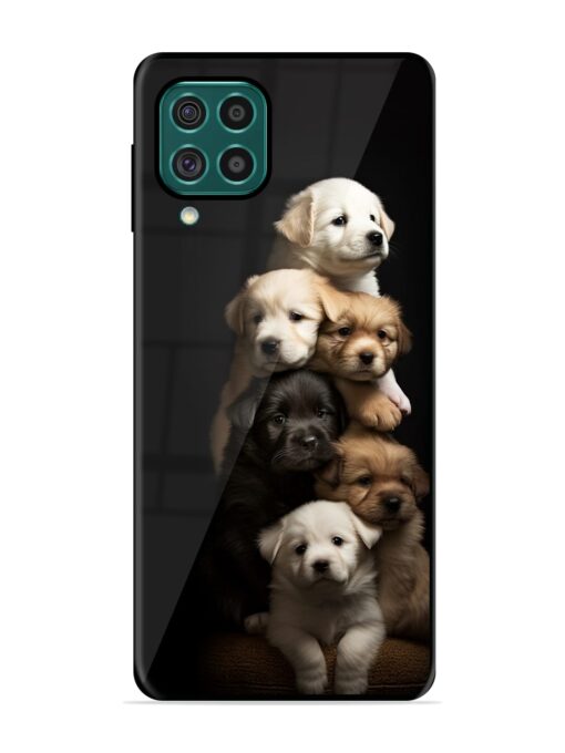 Cute Baby Dogs Glossy Metal Phone Cover for Samsung Galaxy F62 Zapvi