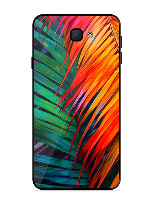 Painted Tropical Leaves Glossy Metal Phone Cover for Samsung Galaxy J7 Prime